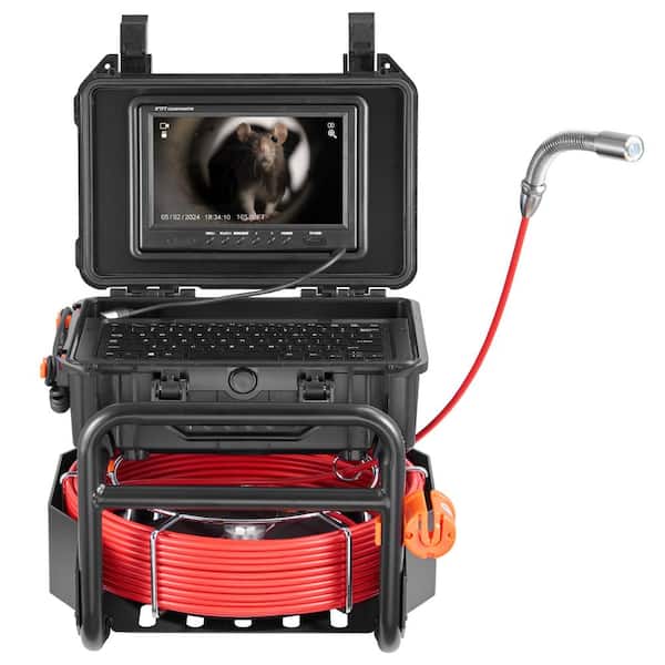SKYSHALO 165 ft. /50 m, Self-Leveling Drain Camera with 512Hz Transmitter 9 in. Screen 1080P HD Sewer Camera