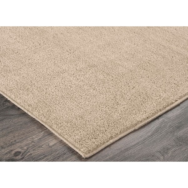 Palmer Plush 3 ft. x 5 ft. Champagne Tan Washable Non Slip Solid Color Area Rug