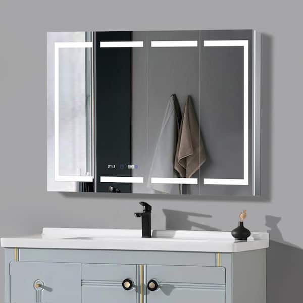 60 in. W x 36 in. H Rectangular Aluminum Medicine Cabinet with Mirror