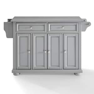 Alexandria Gray Kitchen Island with Stainless Steel Top