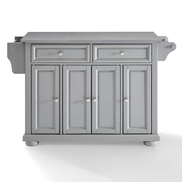 CROSLEY FURNITURE Alexandria Gray Kitchen Island with Stainless Steel Top
