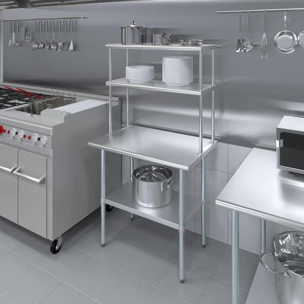 AMGOOD 14 in. x 36 in. Stainless Steel Double Over Shelf for