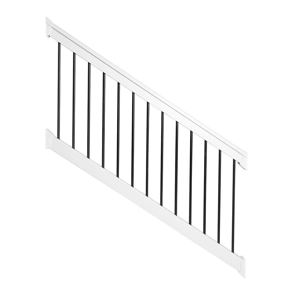 Weatherables Bellaire 3 ft. H x 96 in. W White Vinyl Stair Railing Kit ...