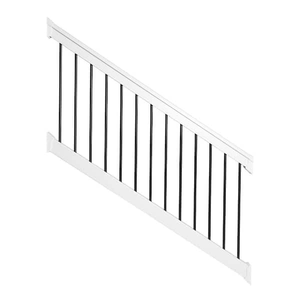 Weatherables Bellaire 3 ft. H x 96 in. W White Vinyl Stair Railing Kit ...