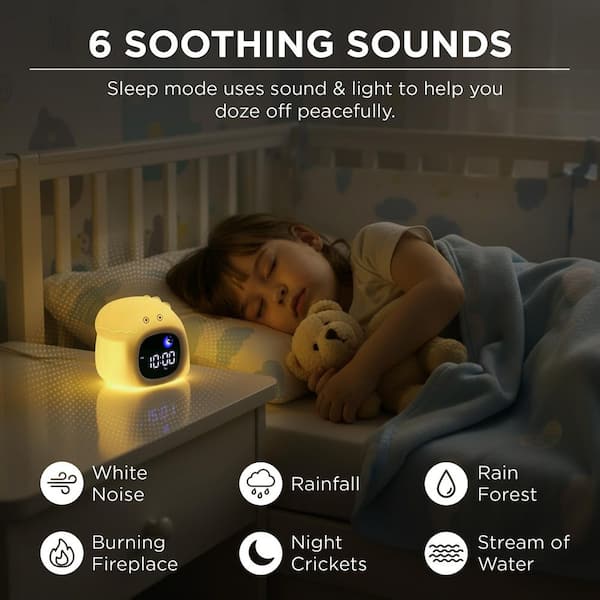 USB Operated Squishy Dino Clock with Sounds Multi-Color Integrated
