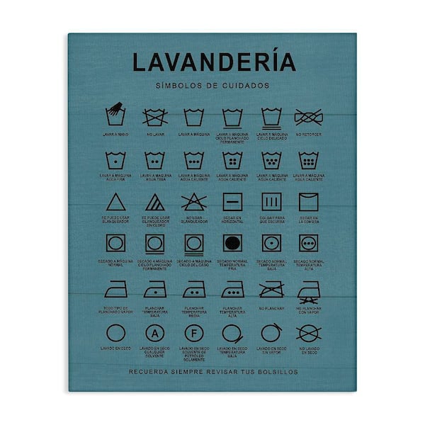 Stupell Industries Lavanderia Symbol Guide Blue by Lettered and Lined Gallery Wrapped Unframed Typography Graphic Art Print 20 in. x 16 in.