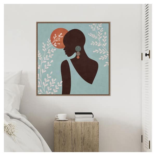 African Woman 2 by Emel Tunaboylu Floater Frame Canvas People Wall Art Print 30 in. x 30 in.
