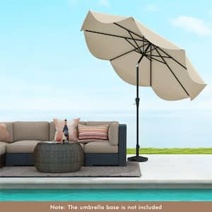 9 ft. 2-Tier Market Table Patio Umbrella with Crank Handle and 8 Ribs in Beige