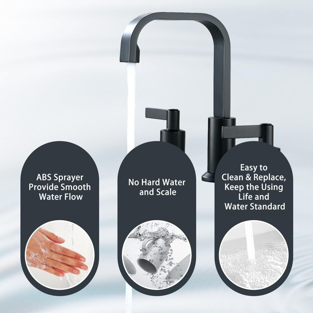 Matte Black Brass 8-inch Widespread Bathroom Faucet