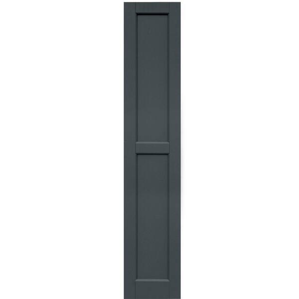 Winworks Wood Composite 12 in. x 63 in. Contemporary Flat Panel Shutters Pair #663 Roycraft Pewter