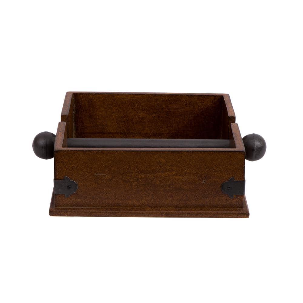 Square Wood Napkin Holder with Metal Bar