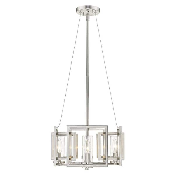 Marco 4 Light Pendant (Convertible) in Pewter with Clear Glass