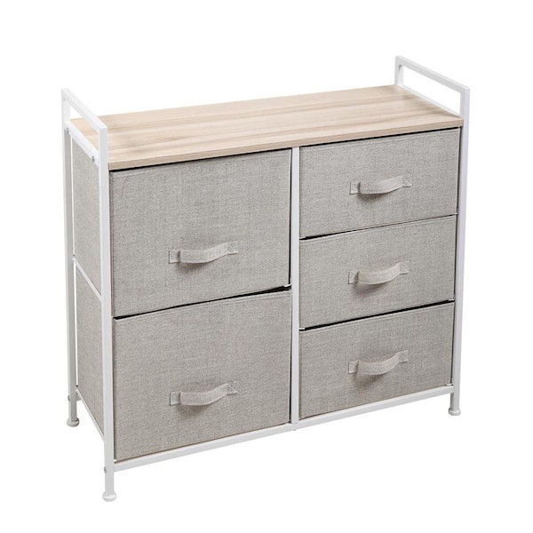 Boyel Living White 3-Drawer Storage Cabinet with Foldable Fabric