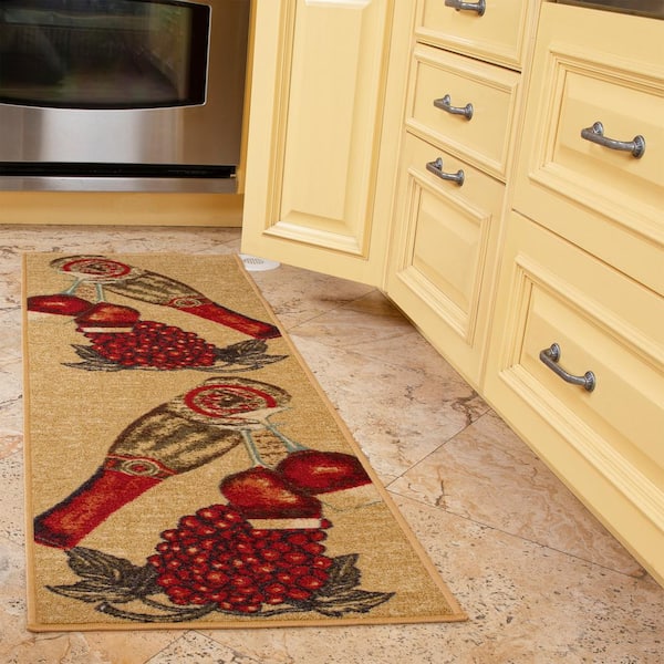 Ottomanson Softy Collection Solid Non-Slip Kitchen/Bath Rug, 20 x 59, Beige