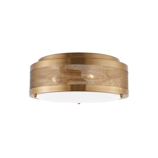 Vander 12 in. 3-Light Satin Brass Flush Mount