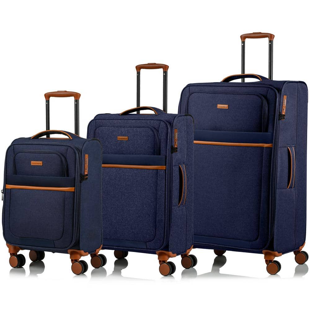 CHAMPS Classic II 28 in.,24 in., 20 in. Navy Softside Luggage Set with  Spinner Wheels (3-Piece) C5011-NAVY The Home Depot