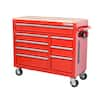 Husky 42 in. W x 18.1 in. D 8-Drawer Red Mobile Workbench Cabinet with Solid Wood Top