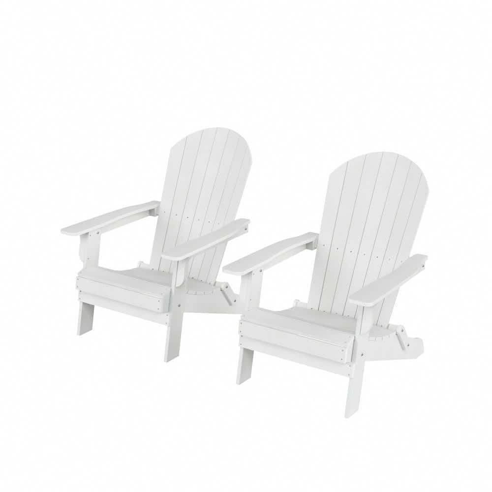 WESTIN OUTDOOR Vineyard White Plastic Adirondack Chair HIPS Recycled Outdoor Patio Folding