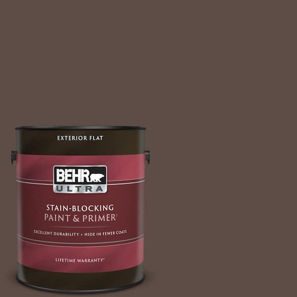 BEHR ULTRA 1 gal. #750B-7 Thick Chocolate Flat Exterior Paint & Primer