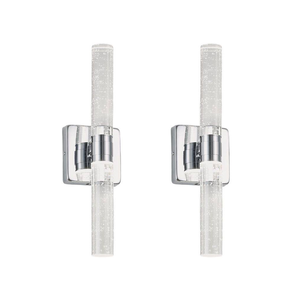 17 in. Chrome Finish 2-Light Modern Indoor Wall Sconce with Integrated LED and Bubble Crystal price history on PriceWatchPro