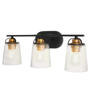 2-Light Bathroom Vanity Light Oil Rubbed Bronze and Gold Finish w/ Clear Glass