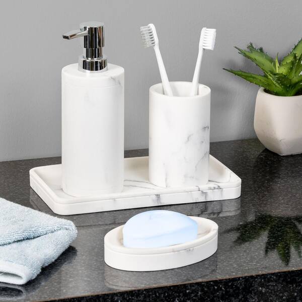 Marble Stone  Bathroom Accessory Set Soap Dish Dispenser Holder