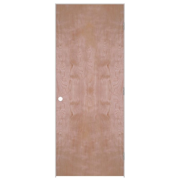 Masonite 24 in. x 80 in. Flush Hardwood Left-Handed Hollow-Core Smooth Birch Veneer Composite Single Prehung Interior Door