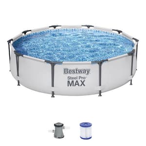 56407E 10 ft. Round 30 in. High Metal Frame Pool Steel Pro MAX Family Swimming Pool Set