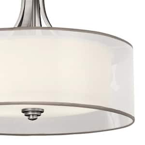 Lacey 4-Light Antique Pewter Transitional Shaded Kitchen Pendant Hanging Light with Organza Shade