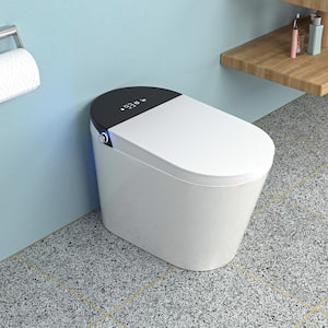 1-Piece 1.28 GPF Single Flush Elongated Smart Toilet in White with Heated Bidet Seat and LED Display