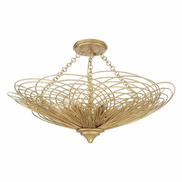 Crystorama Doral 24 in. 6-Light Renaissance Gold Semi Flush Mount DOR ...