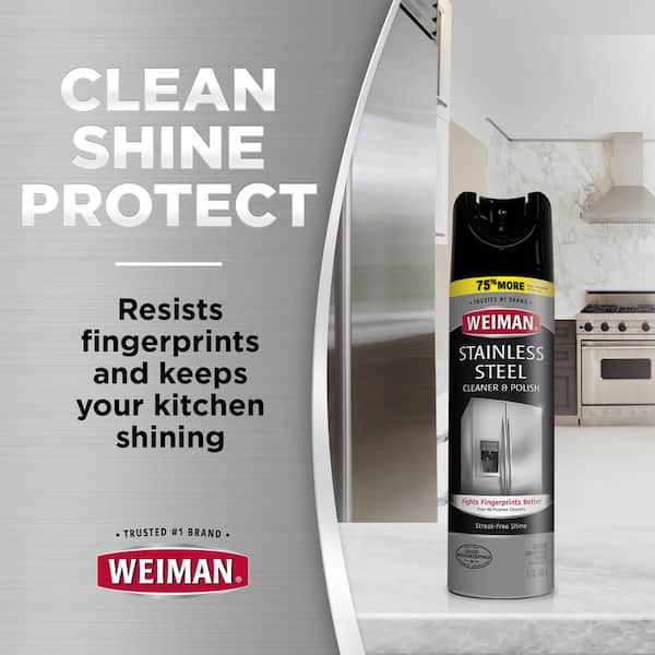 Weiman Stainless Steel Cleaner and Polish - 17 Ounce (2 Pack) Protects  Appliances from Fingerprints and Leaves a Streak-less Shine for  Refrigerator