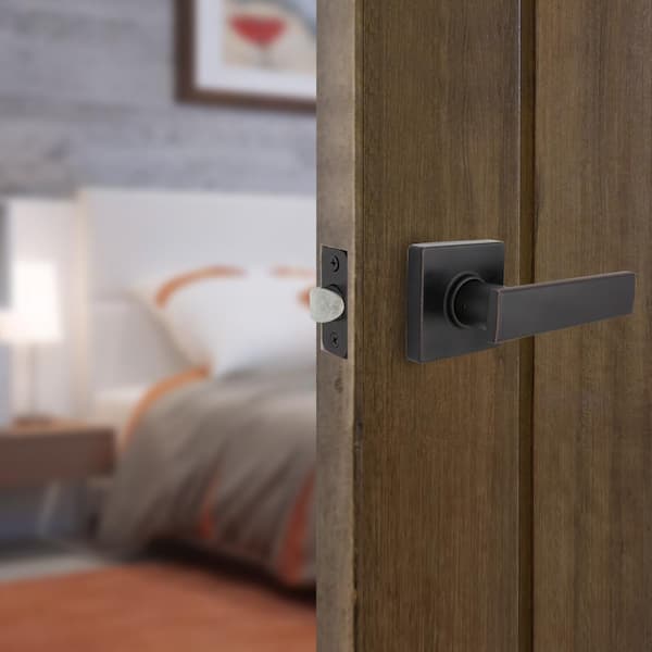 Westwood Aged Bronze Hall/Closet Door Lever with Square Rose (4-Pack)