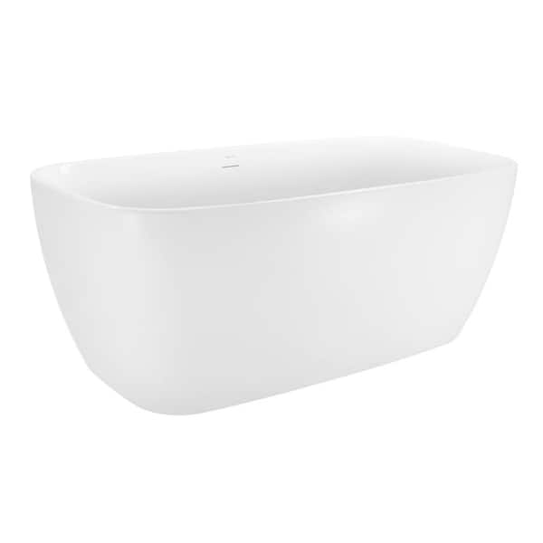 Unbranded 59 in. Acrylic Flatbottom Non-Whirlpool Bathtub Freestanding Contemporary Soaking Tub in Glossy White