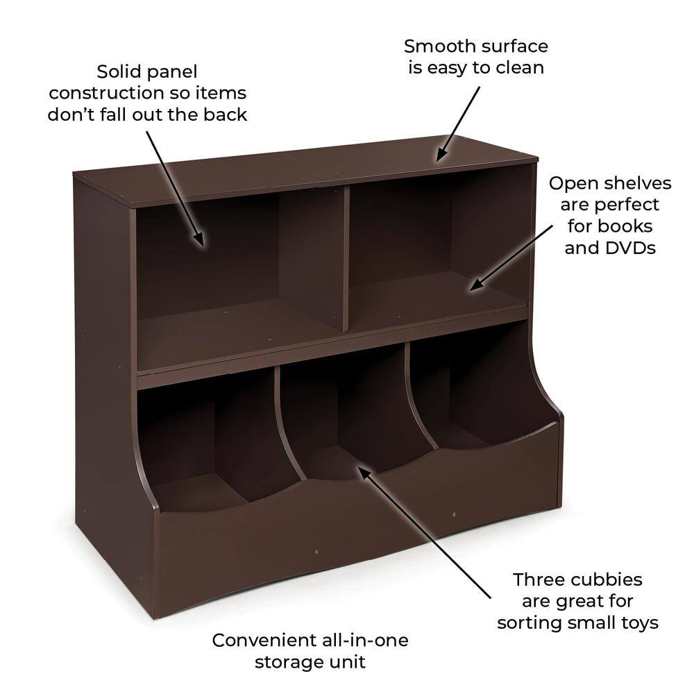 Espresso MDF Kids' Multi-Bin Storage Cubby with Open Shelves
