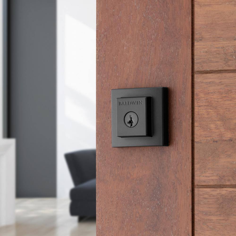 Matte Black Modern Square Single Cylinder Deadbolt