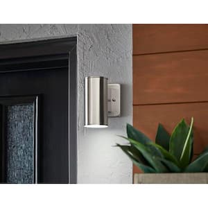 Home Decorators Collection 5.87 in. Brushed Nickel Integrated LED Outdoor Line Voltage Wall Sconce