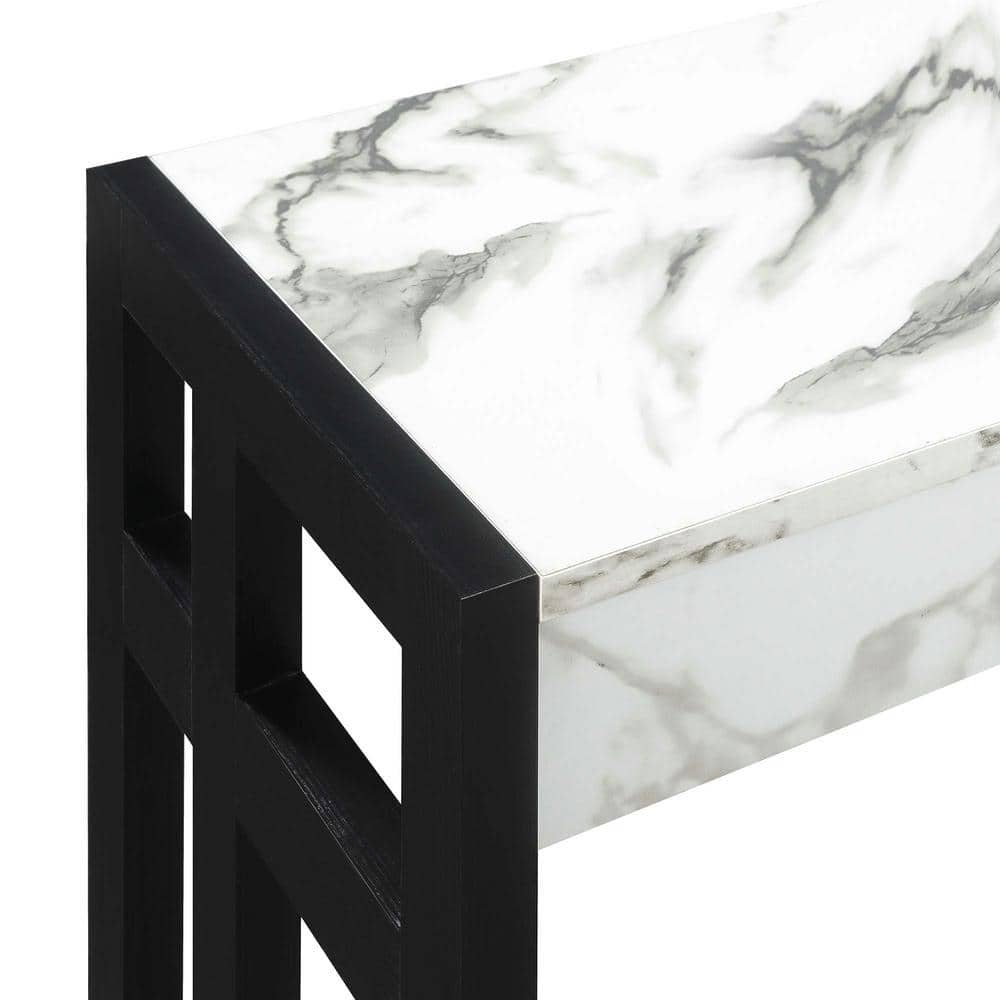 Monterey 50'' White Faux Marble & Black Wood Versatile Console Table