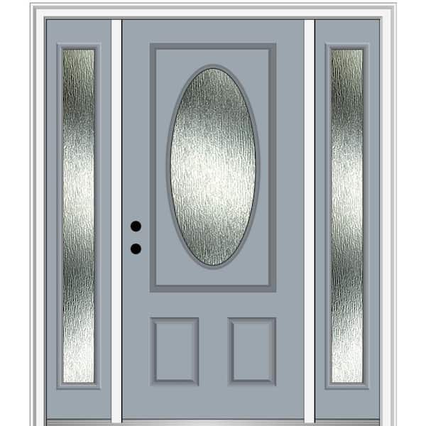 MMI Door 64 in. x 80 in. Right-Hand Inswing Rain Glass Storm Cloud Fiberglass Prehung Front Door on 6-9/16 in. Frame