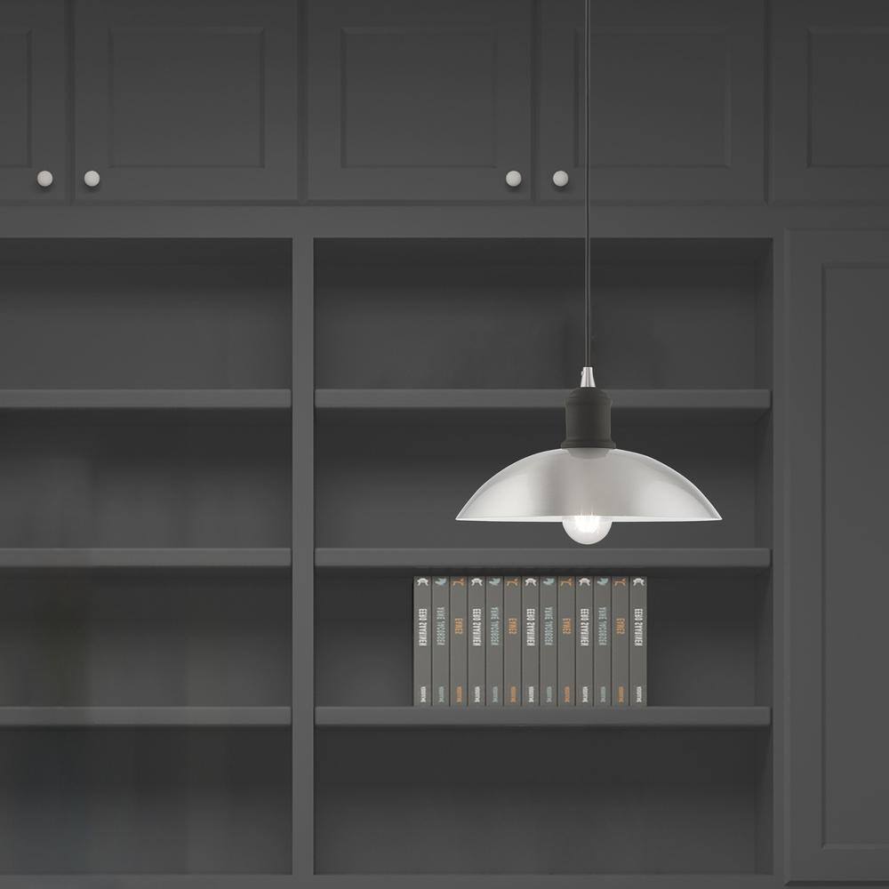 Brushed Nickel 1-Light Mini Pendant with Glass Bowl