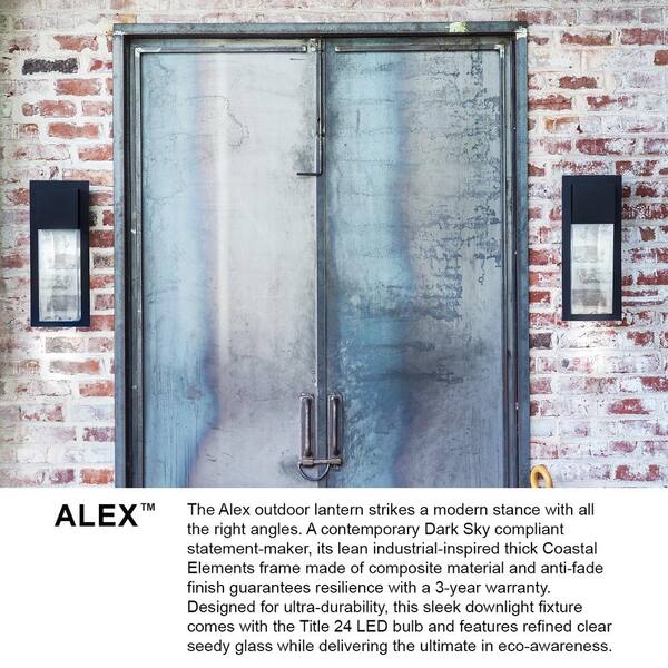 LARK - Alex 1-Light Antique Brushed Aluminum Hardwired Outdoor Wall Lantern Sconce