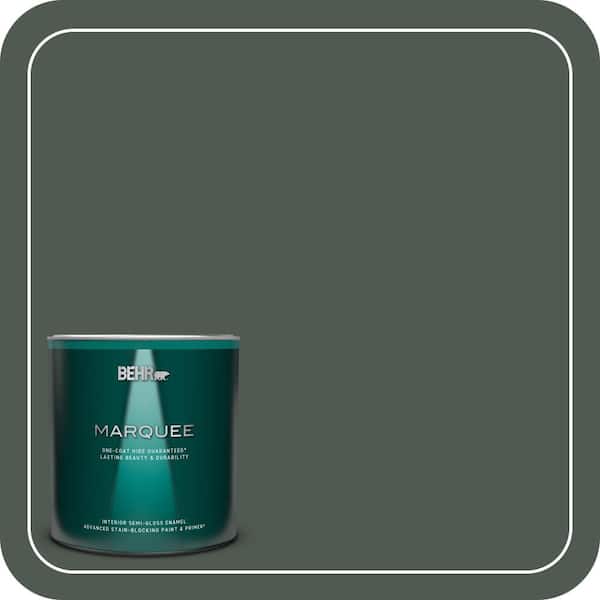 BEHR MARQUEE 1 qt. #N420-7 Alpine Trail One-Coat Hide Semi-Gloss Enamel Interior Paint & Primer