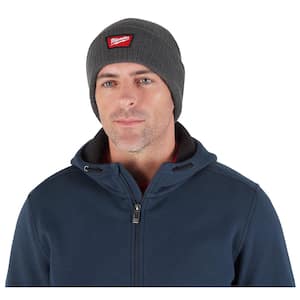 Men's Gray Rib-Knit Cuffed Beanie Cap