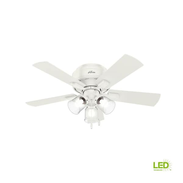Hunter Crestfield 42 in. LED Indoor Low Profile Fresh White Ceiling Fan with 3-Light Kit