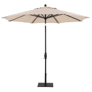 9 ft. Aluminum Market Twist Tilt Patio Umbrella in Sunbrella Dupione Sand