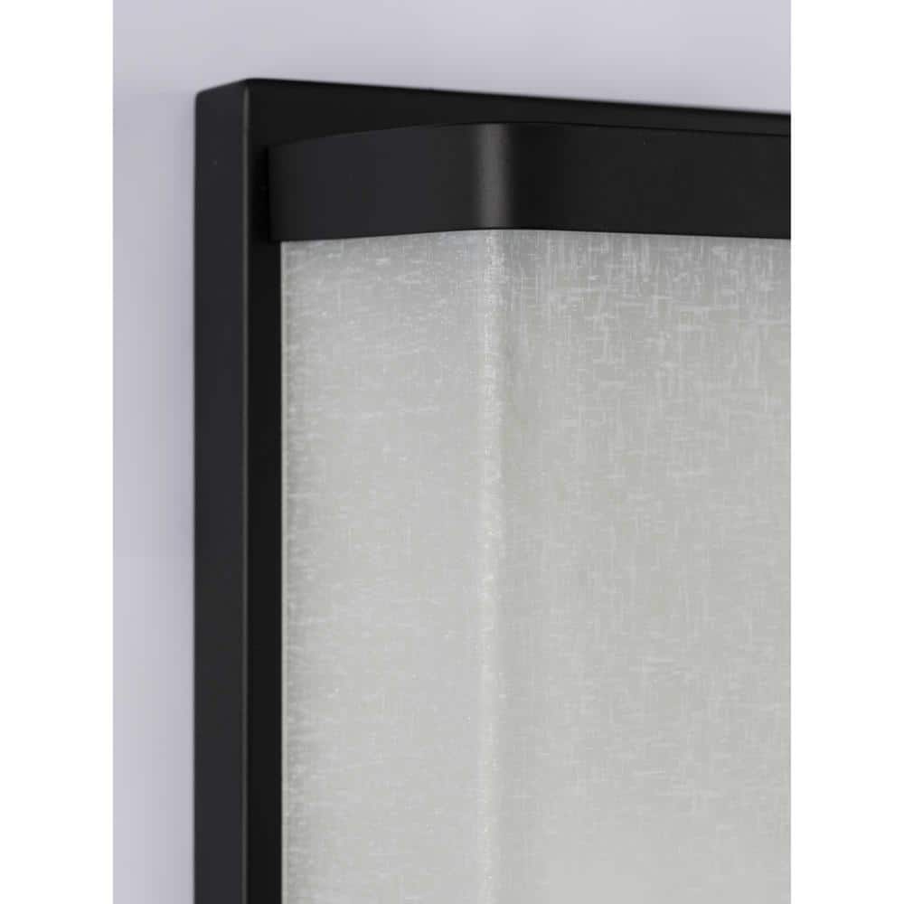 Black Linen Glass Modern Wall Sconce, 12" Height