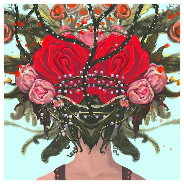 VENICE BEACH Collections Beauty from within Flowerhead by Unknown 1 Piece Unframed Canvas Drawing Print 14 in. x 14 in.