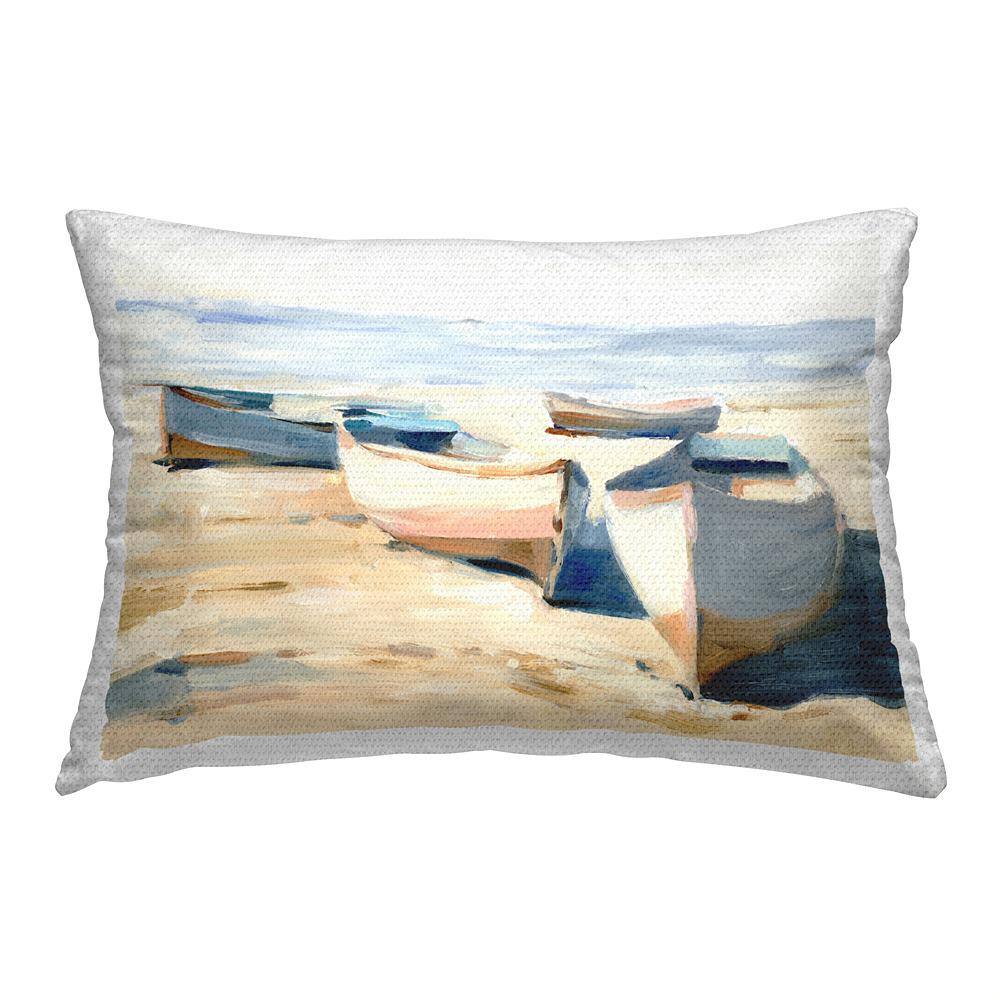 Boats on Sea Shore Beige Rectangular Outdoor Throw Pillow price history on PriceWatchPro