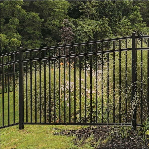 Cascade/New Hope 2 in. x 2 in. x 5-7/8 ft. Black Standard-Duty Aluminum Fence Corner Post