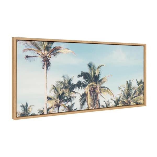 Sylvie Coastal Coconut Palm Tree Beach by The Creative Bunch Studio Natural Framed Art Print 40 in. x 18 in.